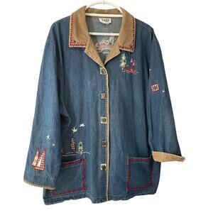 Vintage 90’s Teddi Shacket Chore Jacket Denim Large Grannycore